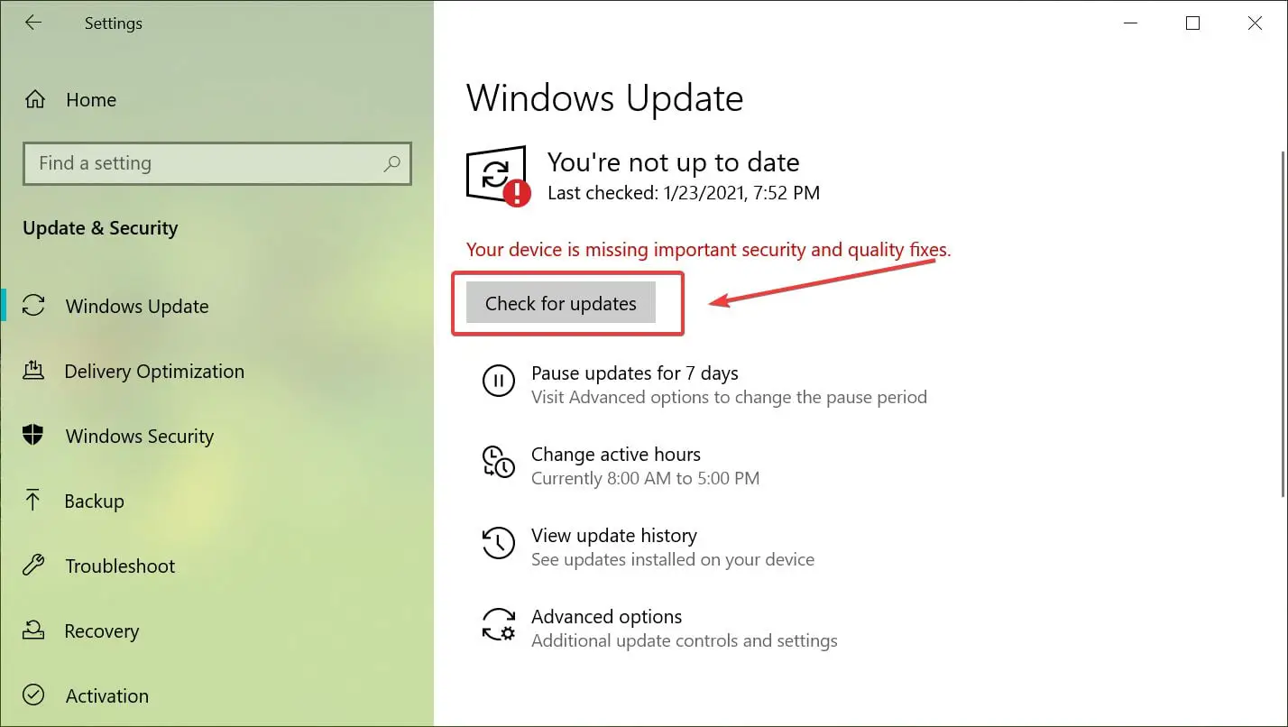 Check for updates Windows 10 Techie Trickle