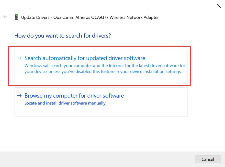 search automatically for update driver software Techie Trickle