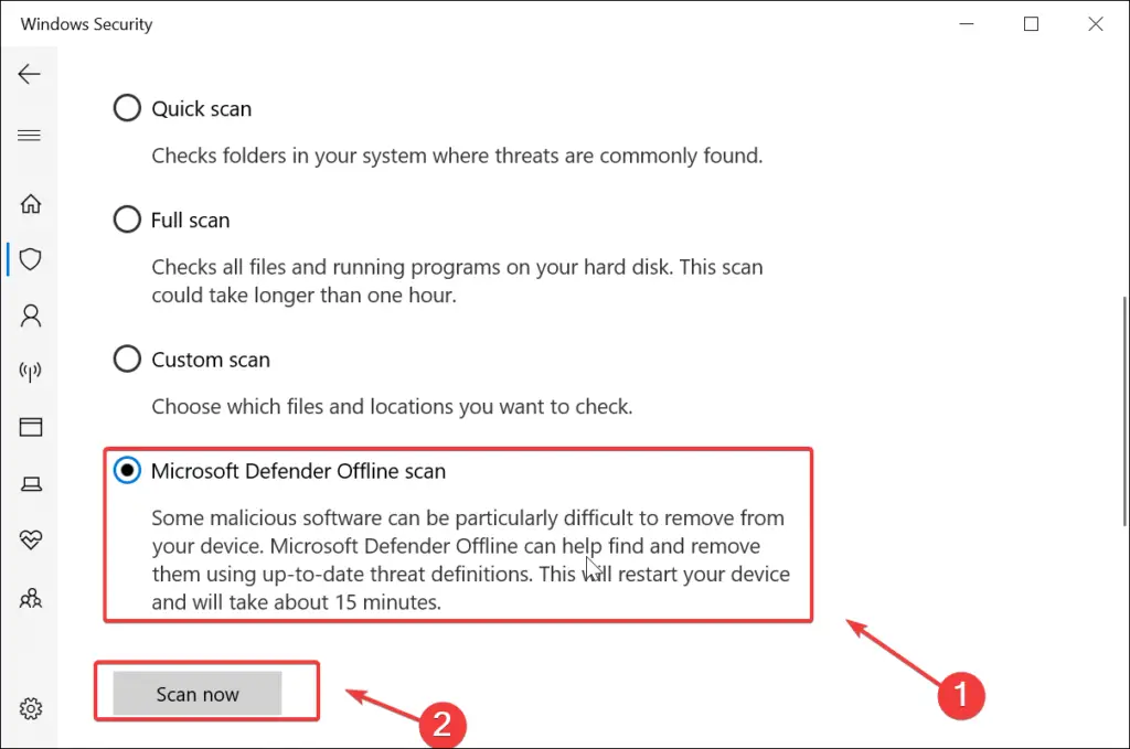 Microsoft defender offline scan bg Techie Trickle