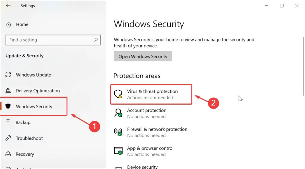 Windows security virus threat protection bg Techie Trickle
