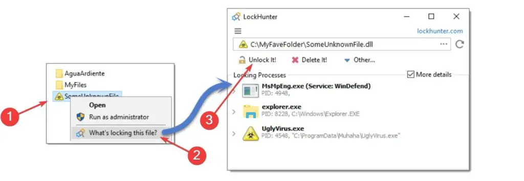 unlock file with LockHunter Techie Trickle